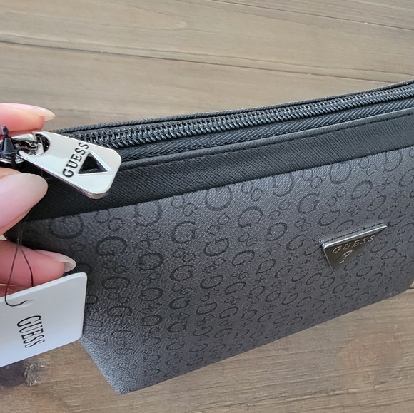 Guess Allover Logo Travel Cosmetic Bag - Coal - Picture 2 of 5